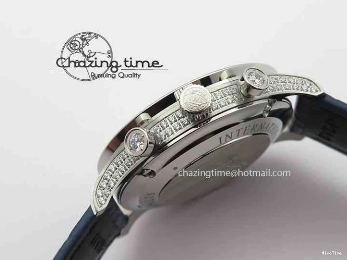 MIROTIME 0328 Portuguese IW3714 Diam ZF V2 1:1 Best Edition White Dial Blue Makers On Blue Leather Strap A79350 (Slim Movement) Stylish 7248